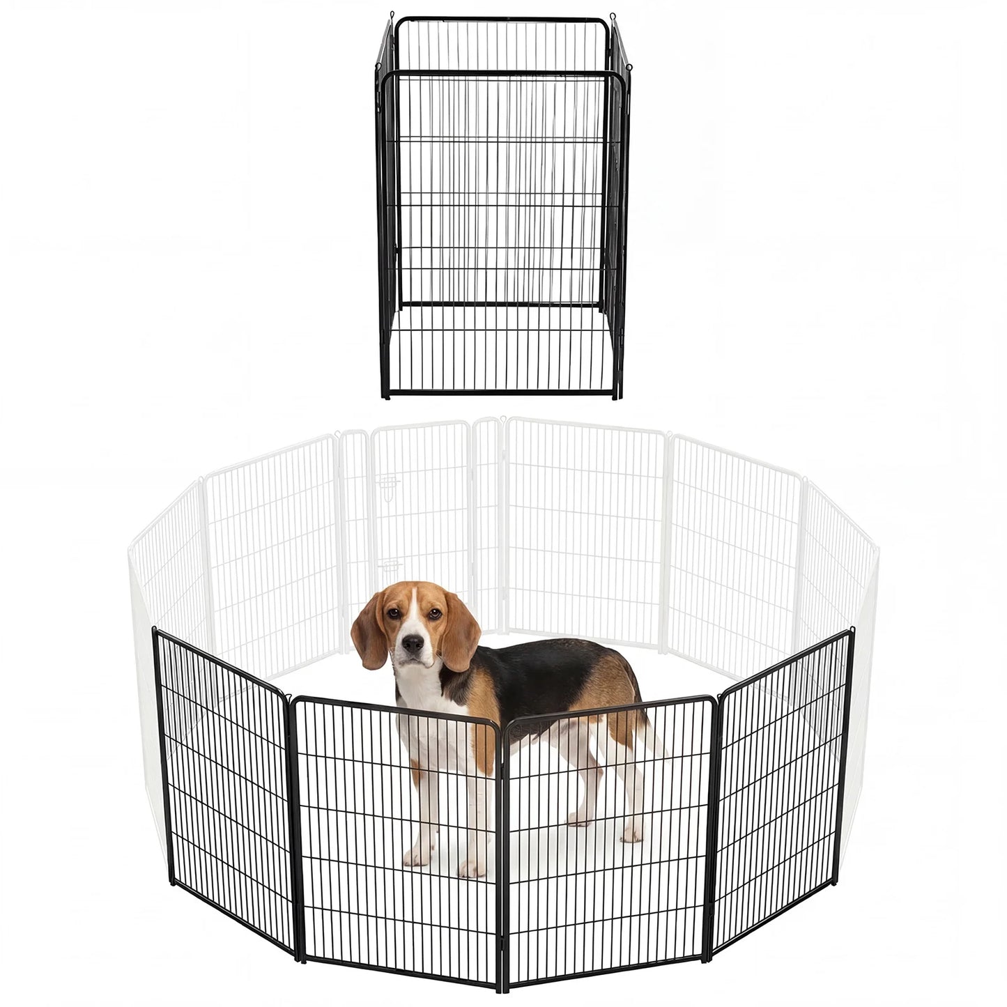 JHK Metal Dog Playpen 6 Panels Foldable Outdoor Yard Fence