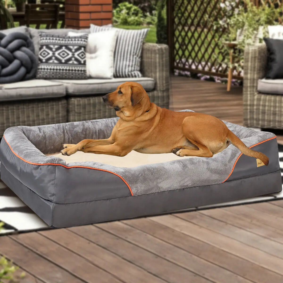 BINGOPAW Orthopedic Memory Foam Dog Bed With Bolsters