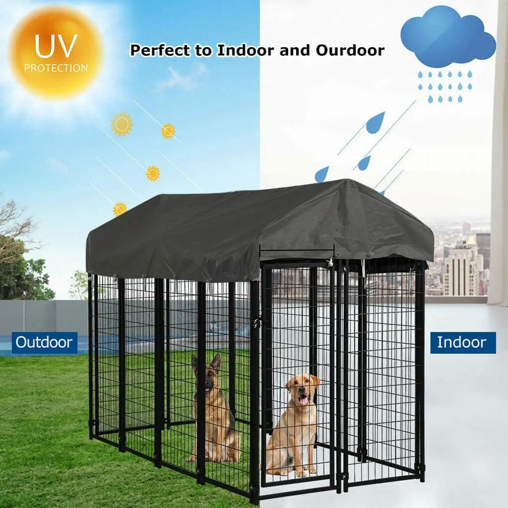 Dog Cage Pet Run Enclosure Playpen With Roof Outdoor Kennel