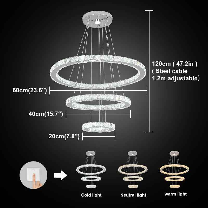 GreeLustr Modern Crystal Chandelier For Living Room Dining Area