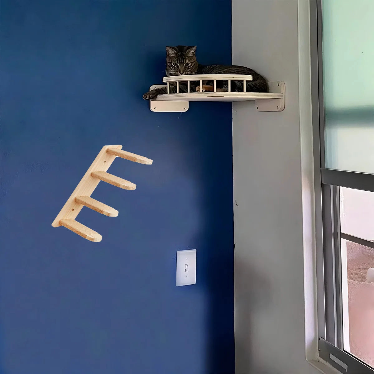 CWV Corner Hammock Cat Tree With Steps Wall Mount Furniture