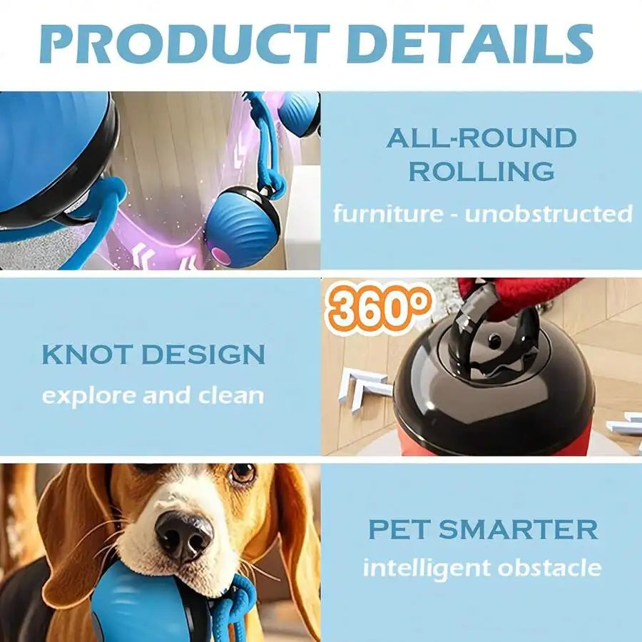 Interactive Dog Toy Ball With Rope Rolling Automatic Toy