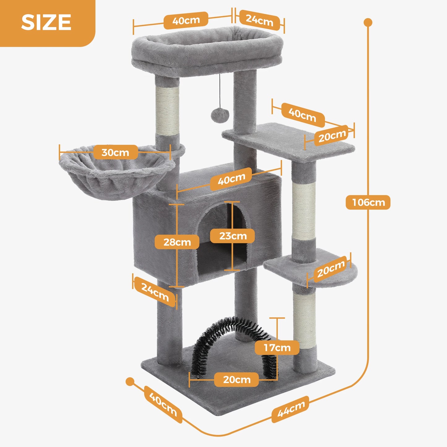 PAWZ Road Multi Level Cat Tree Tower With Sisal Scratching Posts
