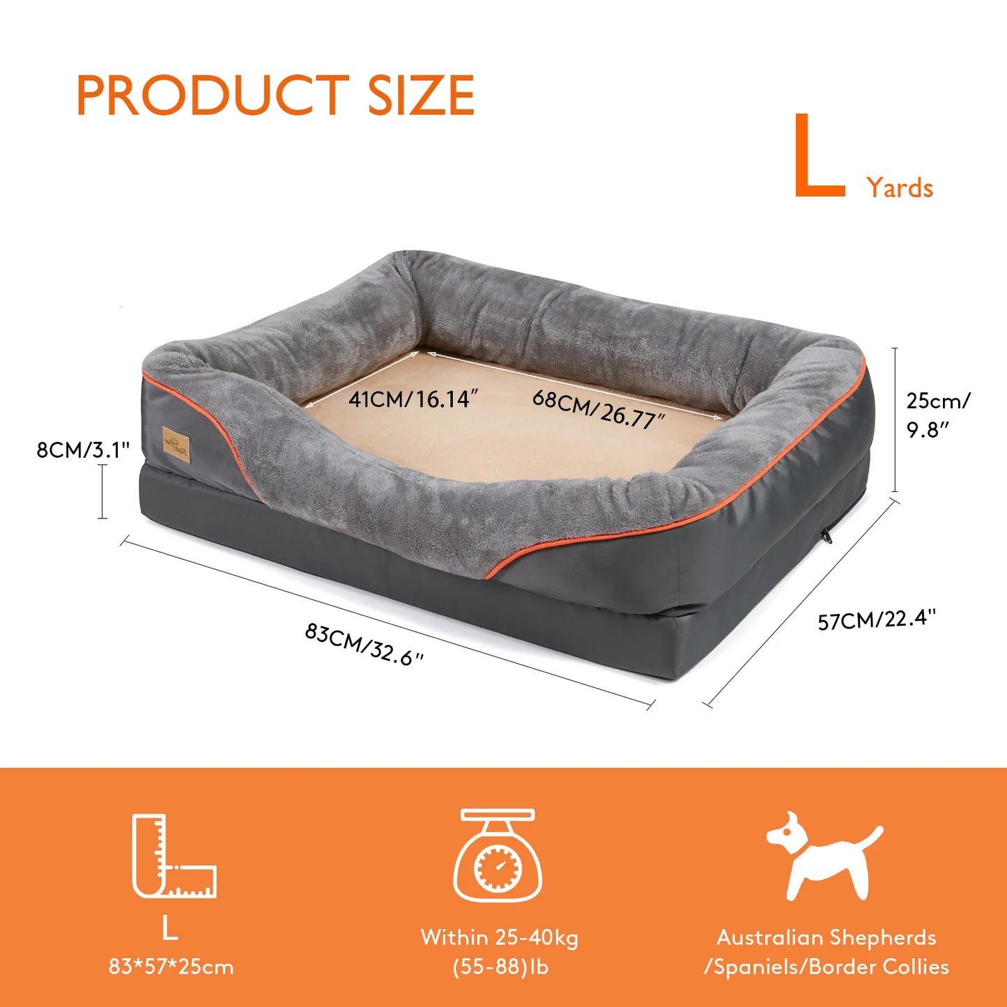 BINGOPAW Orthopedic Memory Foam Dog Bed With Bolsters