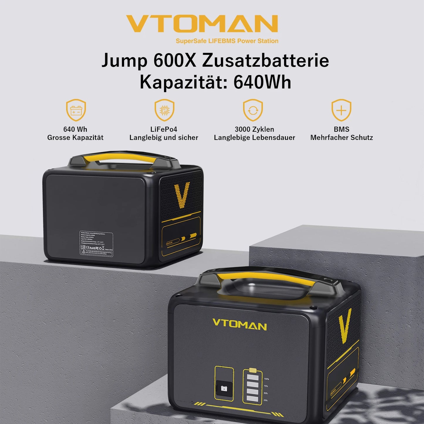 VTOMAN 600W Extra Battery 640Wh For JUMP600X Power Station