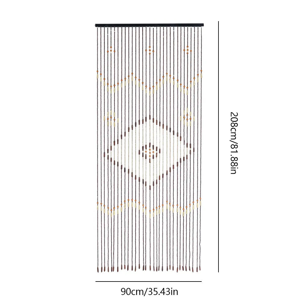 Natural Retro Wooden Beaded Door Curtain 31 Lines Classical String Curtain Porch Decoration for Bedroom 90*208CM Chocolate