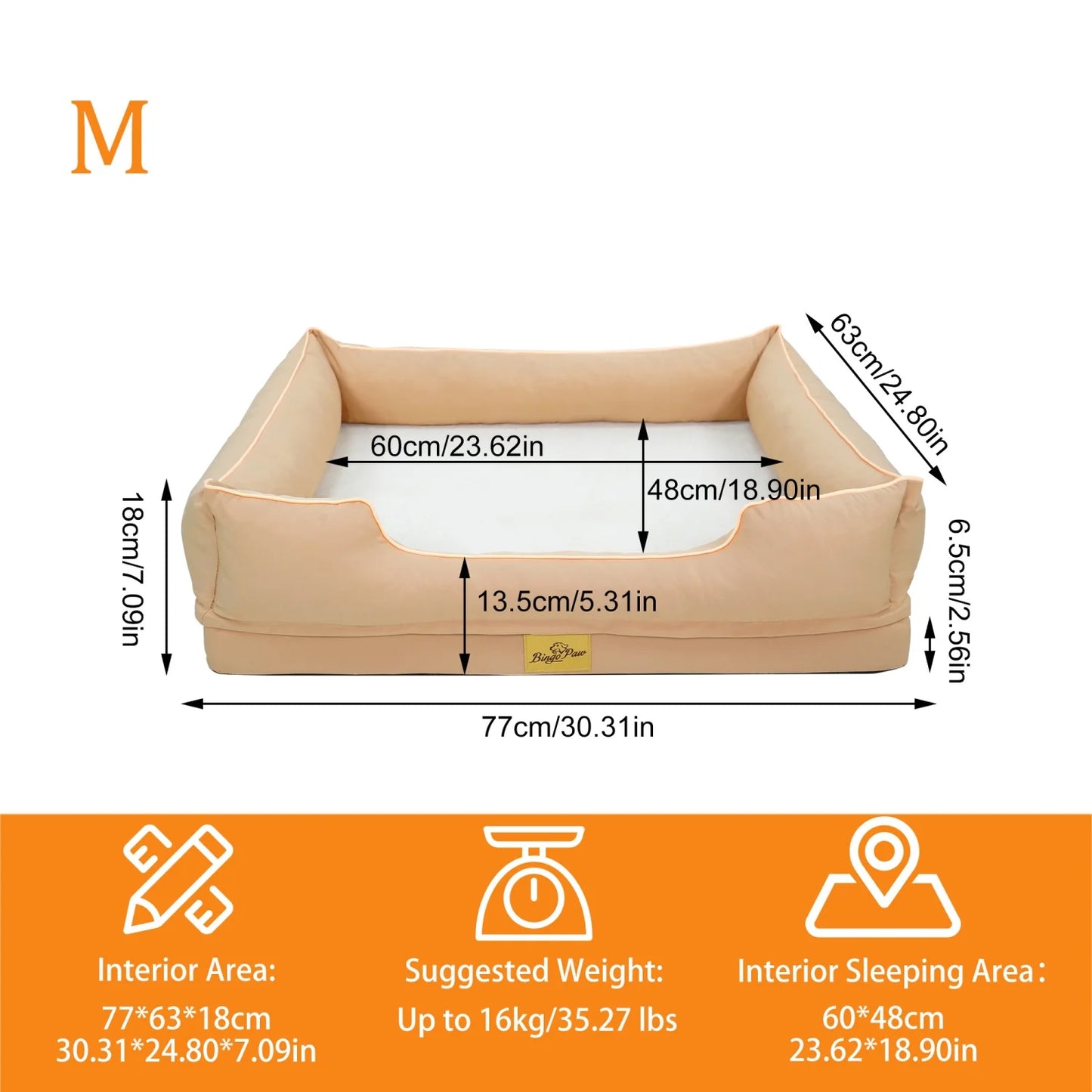 BINGOPAW Orthopedic Rectangular Dog Bed With Washable Removable Cover