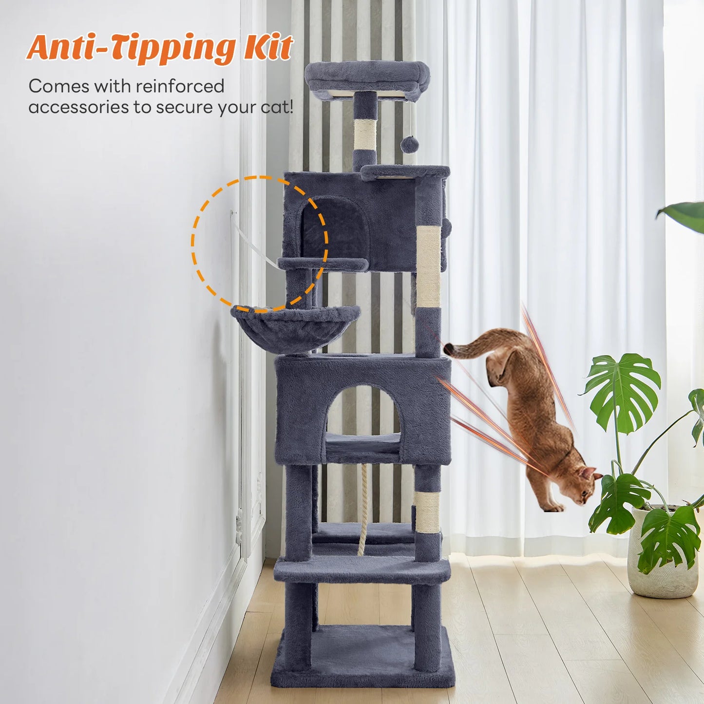 MCQ Cat Tree Tower With Natural Sisal Scratching Posts For Indoor Cats