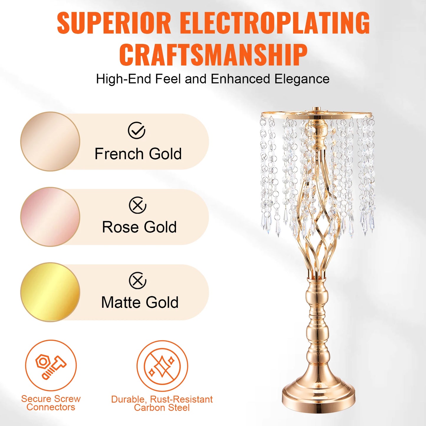 Tall Crystal Wedding Flower Stand Metal Centerpiece Vase