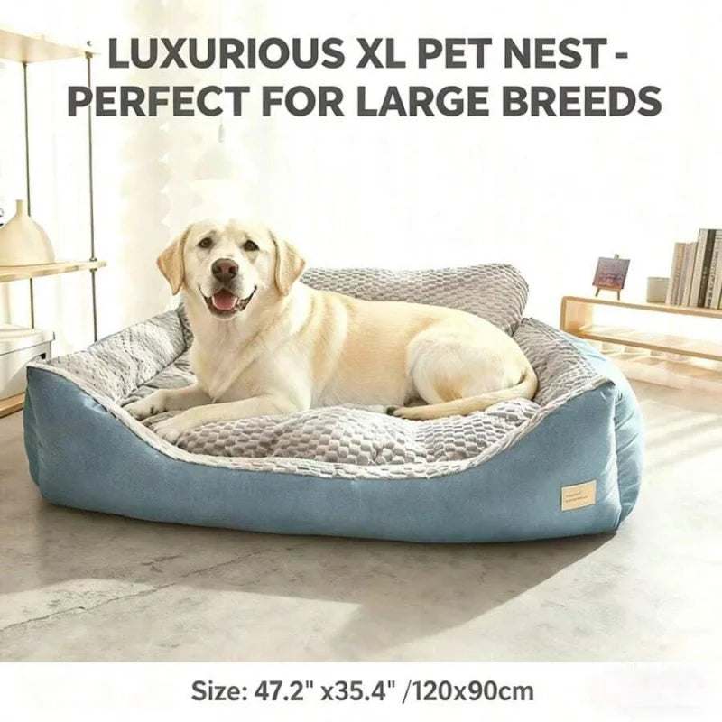 Cozy Cotton Dog Bed And All Season Plaid Polyester Mat