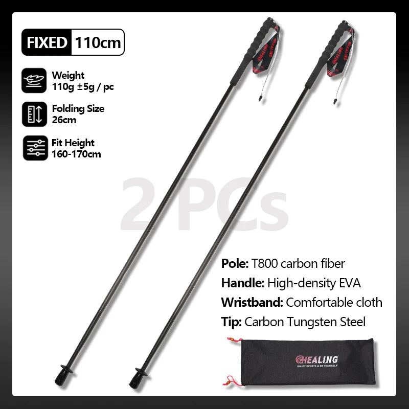 Local+ 2PCs Trekking Poles Carbon Fiber 115g Ultra-Light Hiking Poles Camping Stick Foldable Walking Cane Travel Outdoor Gear