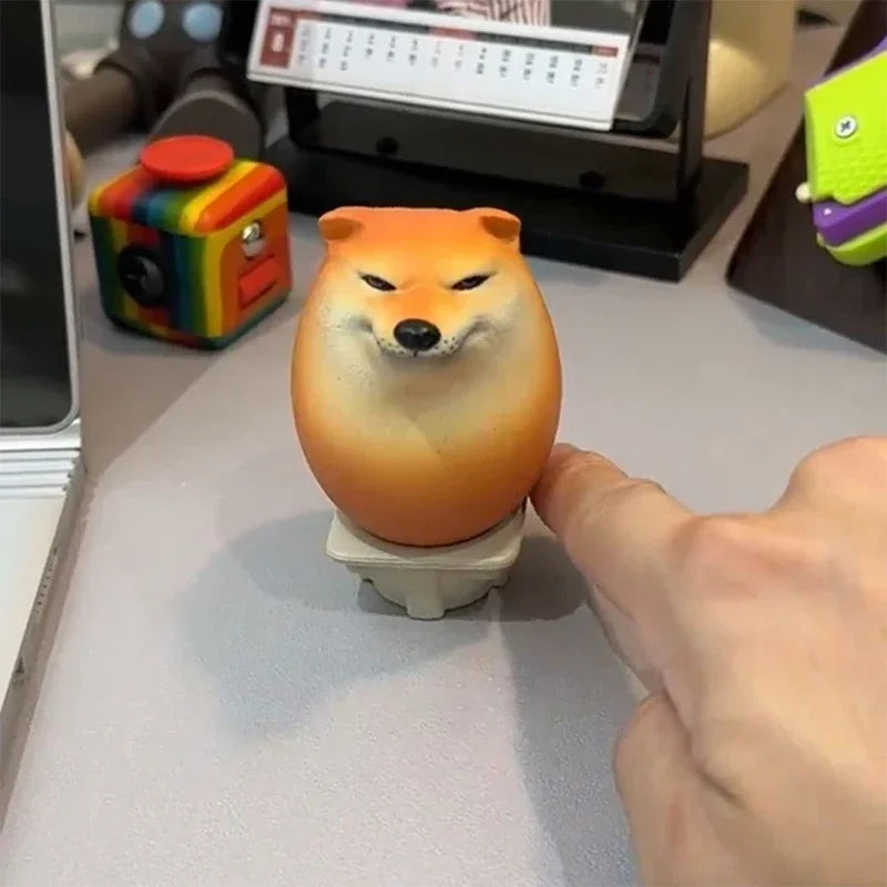Shiba Inu Egg Figurine Realistic Dog Statue Desktop Decoration
