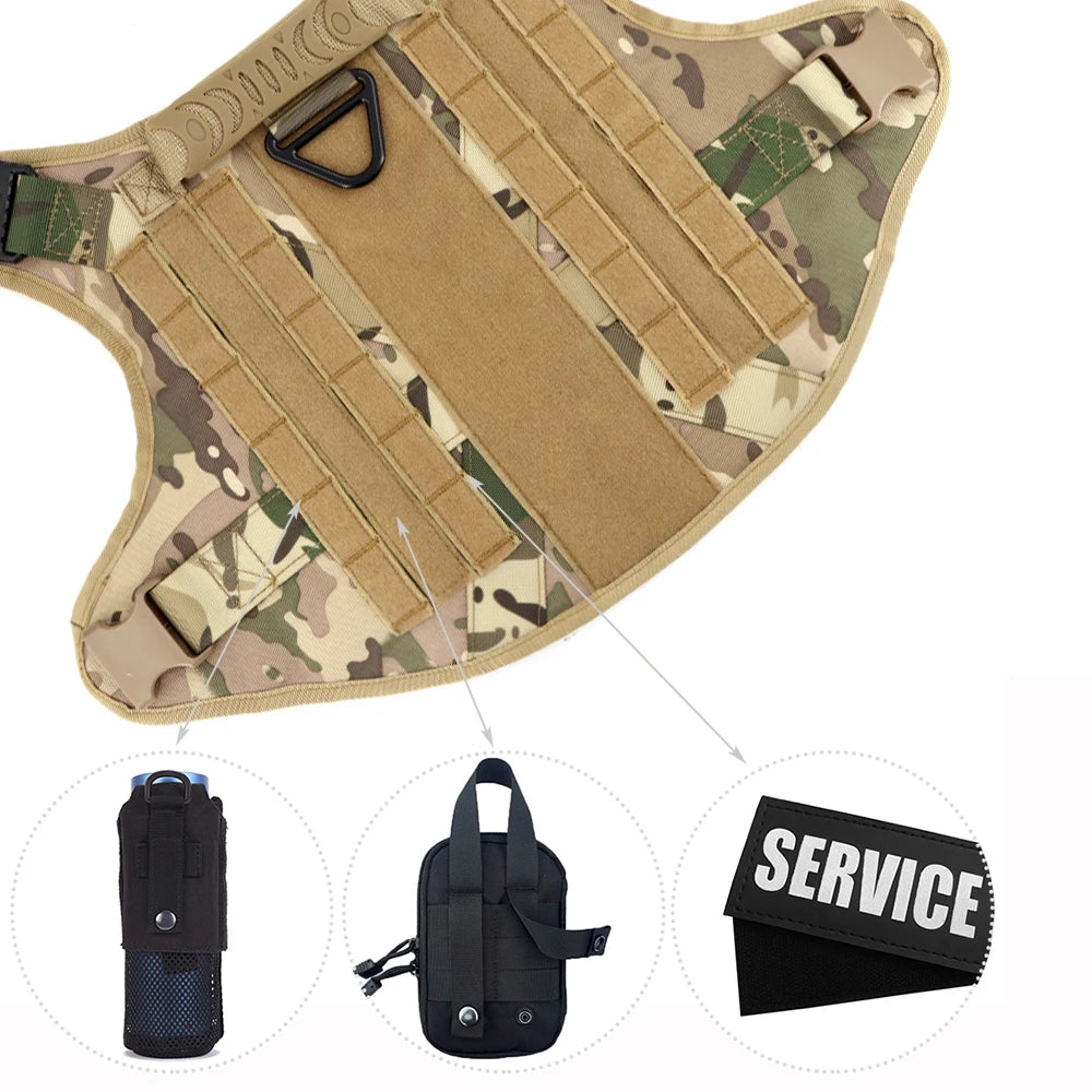 Rugged Tactical Dog Harness Leash Set No Pull Training