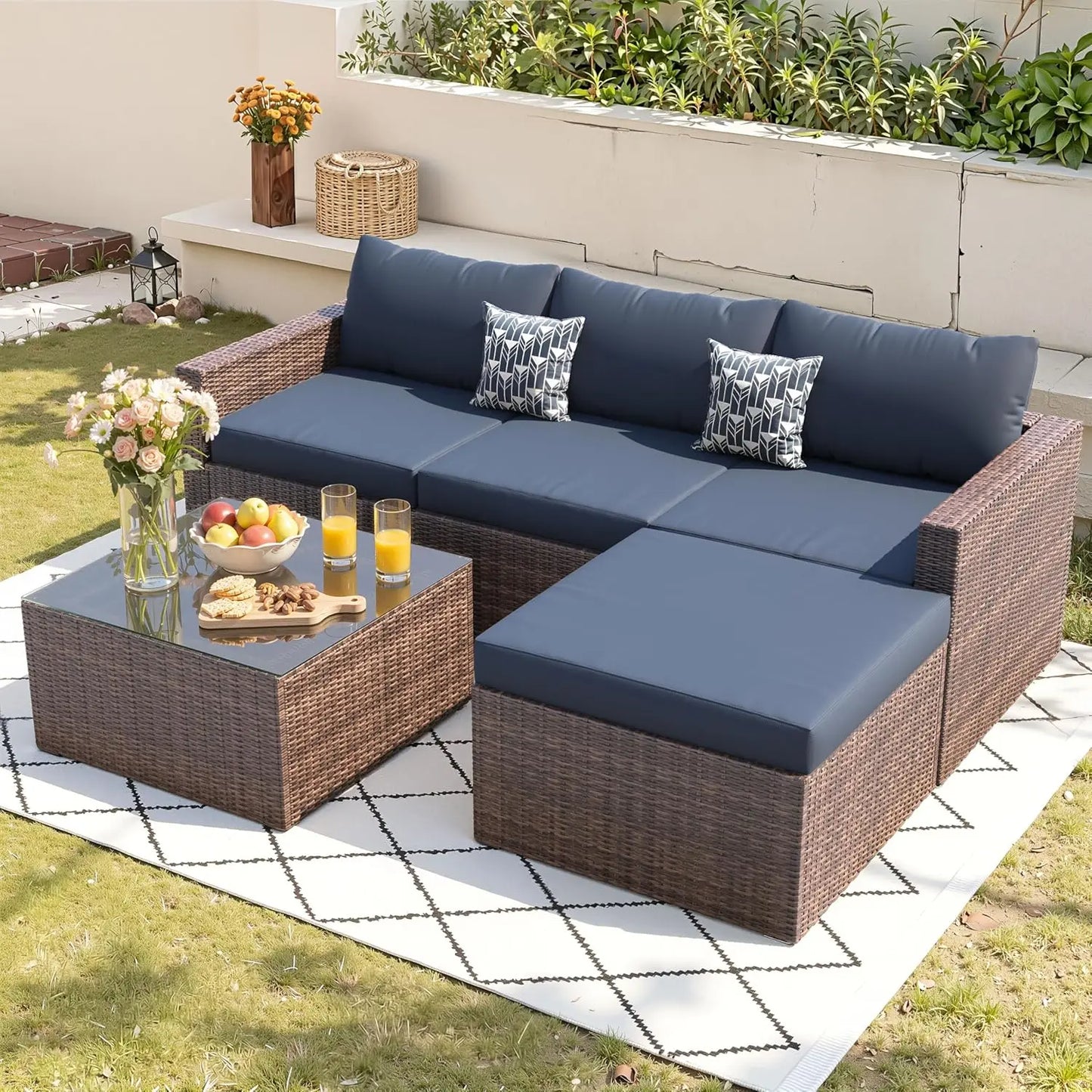 Patio Sofa Set Outdoor Sectional Modular Design All Weather