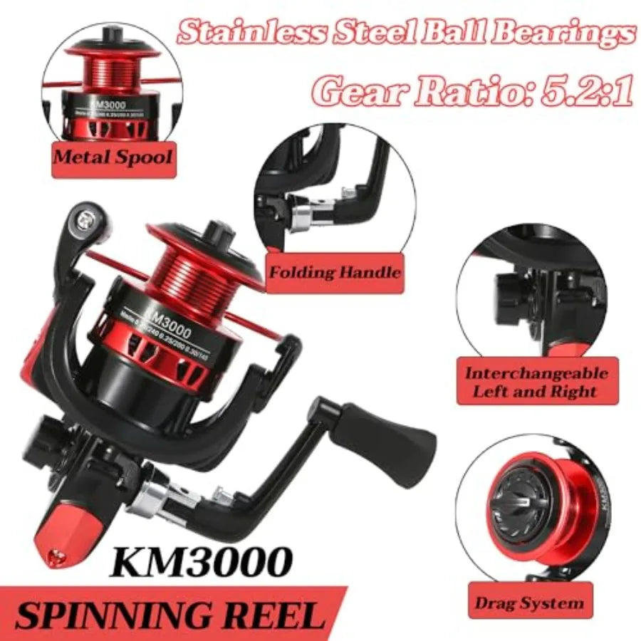 Telescopic Fishing Rods Set With Carbon Fiber Spinning Rods