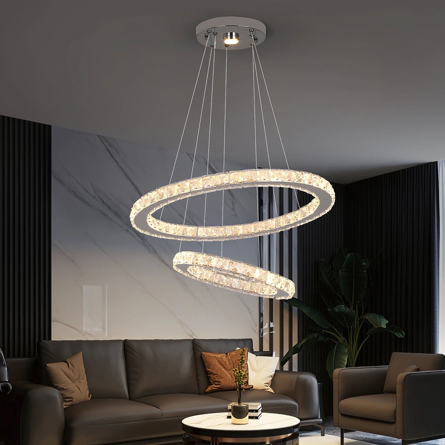 GreeLustr LED Crystal Pendant Light Dimmable Chandelier