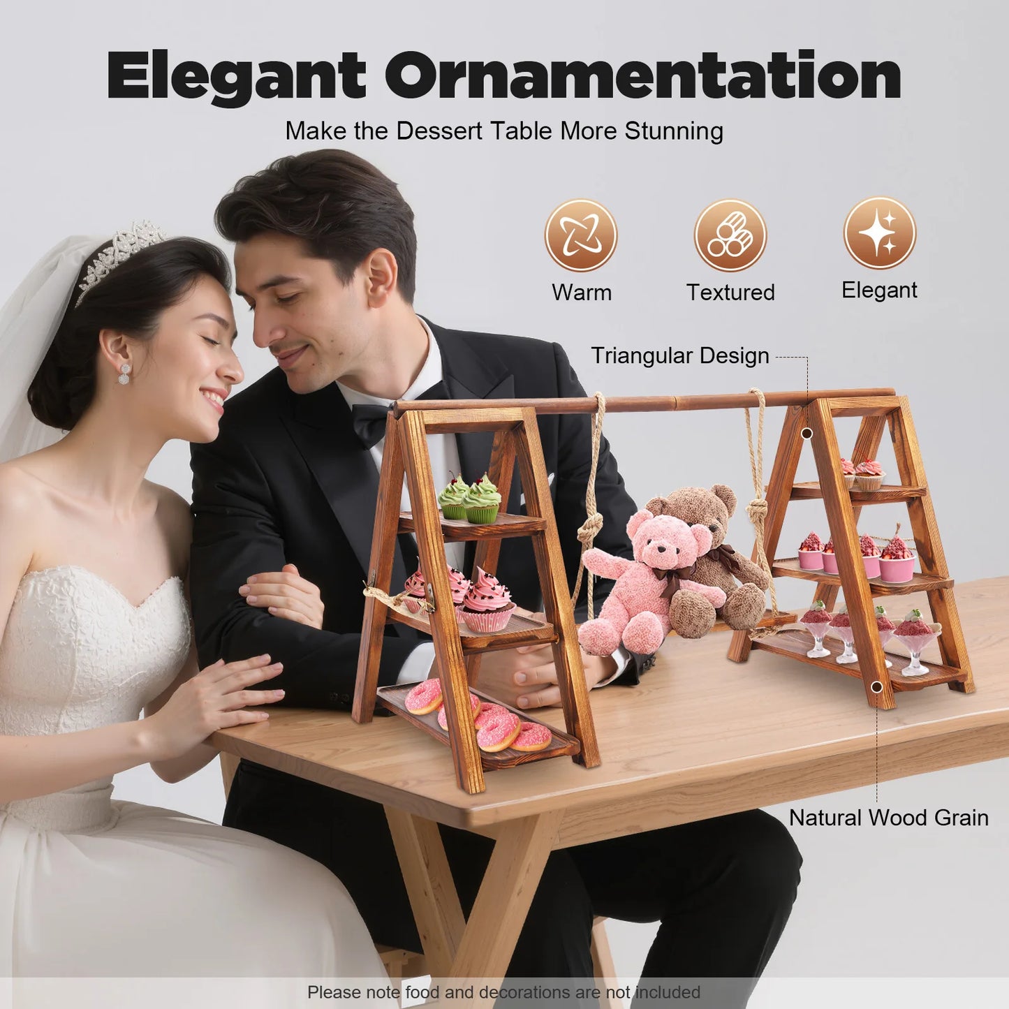 Bymaocar 3-Tier Wooden Cake Stand For Desserts And Weddings