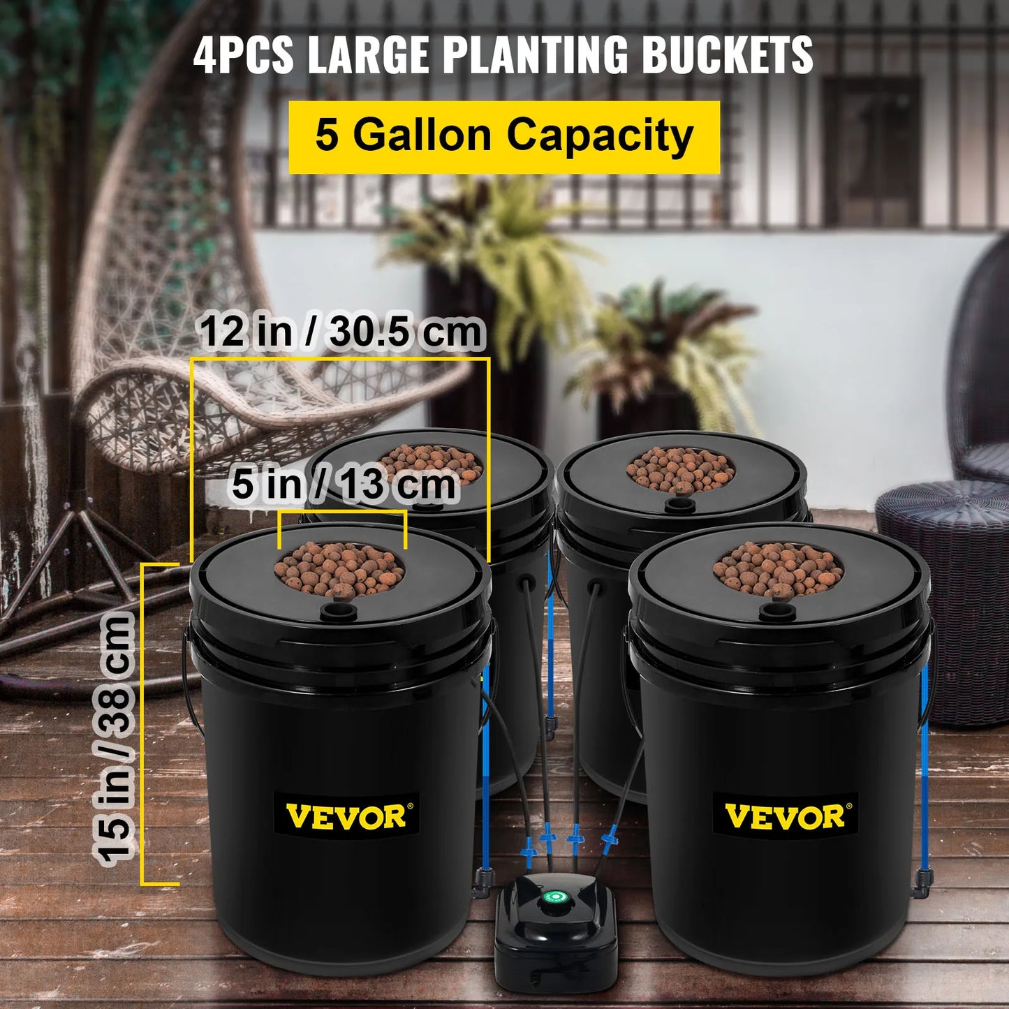 SucceBuy Hydroponics Deep Water Culture DWC Hydroponic System 5 Gallon 4 / 5 / 8 Buckets Hydroponic Systems, Parts & Accessories