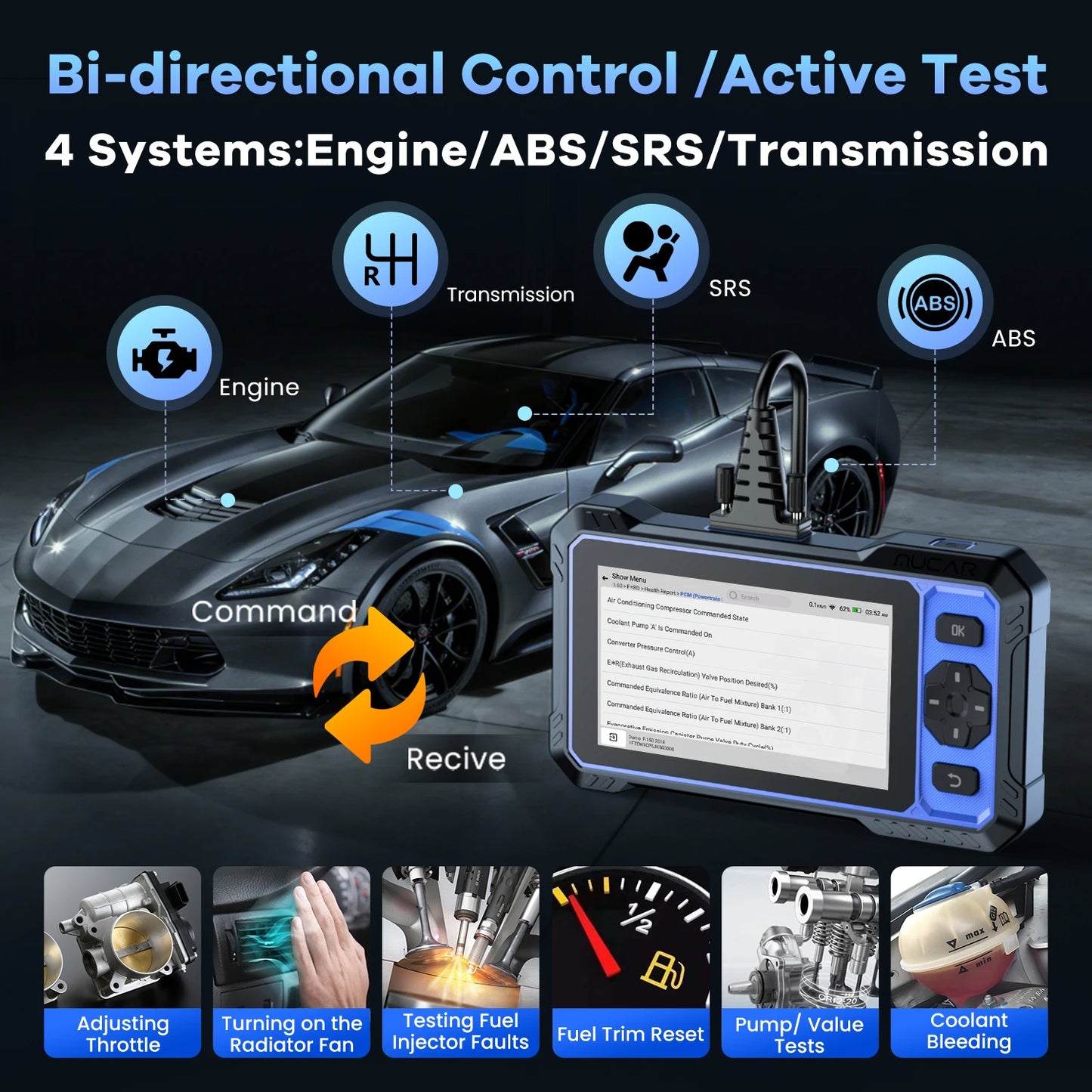 MUCAR 632 OBD2 Diagnostic Tool AI Assisted Bidirectional CANFD Protocol ECM