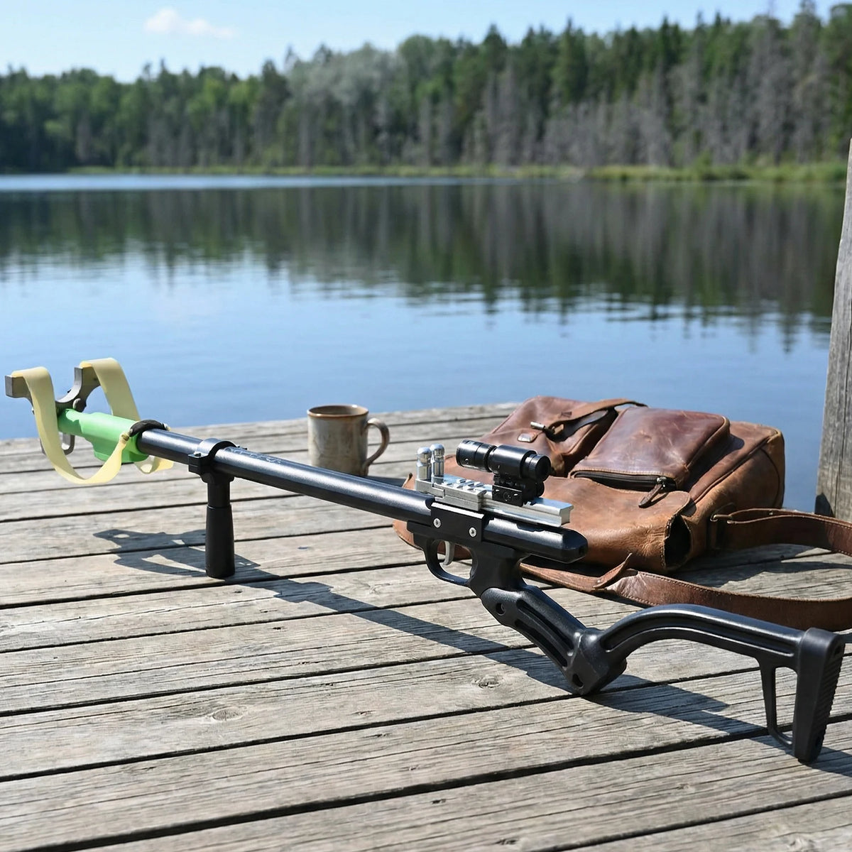 US Shipping | Outdoor Hunting Telescopic Slingshot – Large Size with Laser Sight, Adult Shooting Slingshot Kit, Metal Material