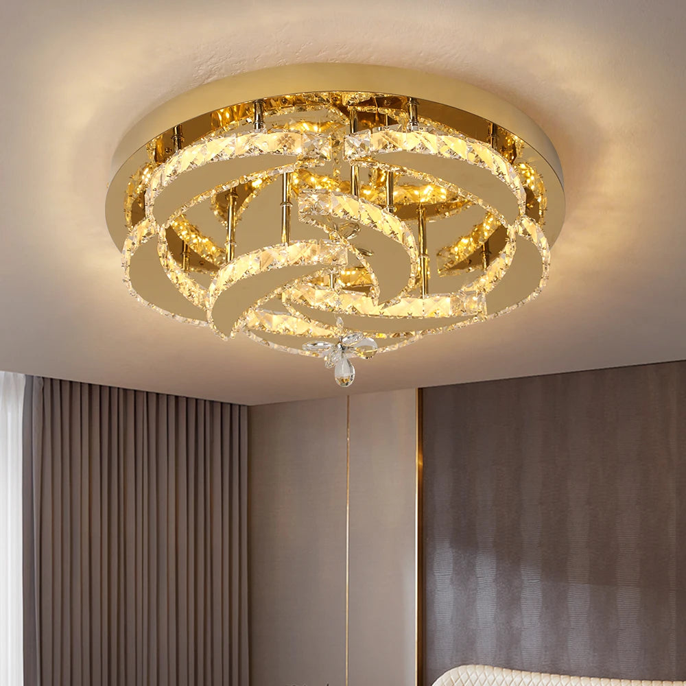 GreeLustr Flower Crystal Led Ceiling Pendant Lamp With Dimming
