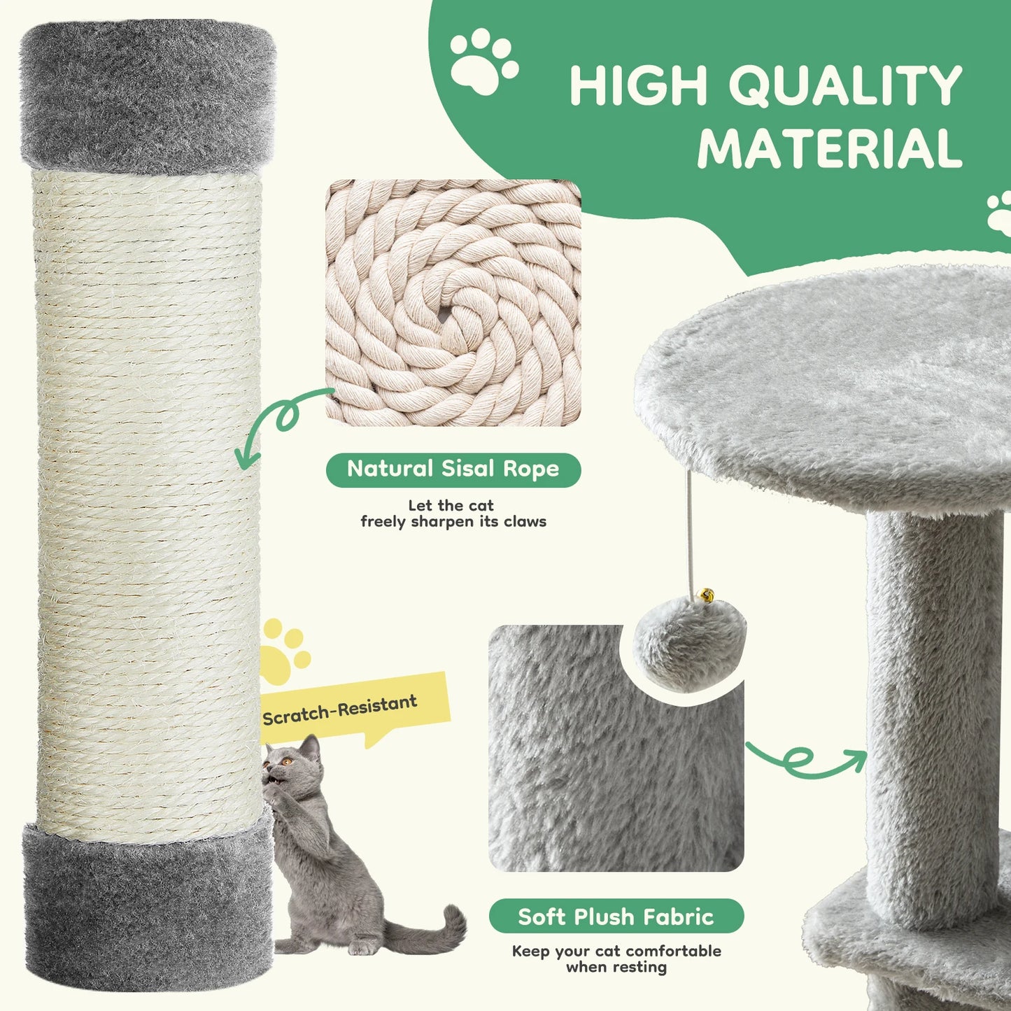 JHK Cat Tree Tall Multi Cat Climbing Tower Indoor Furniture