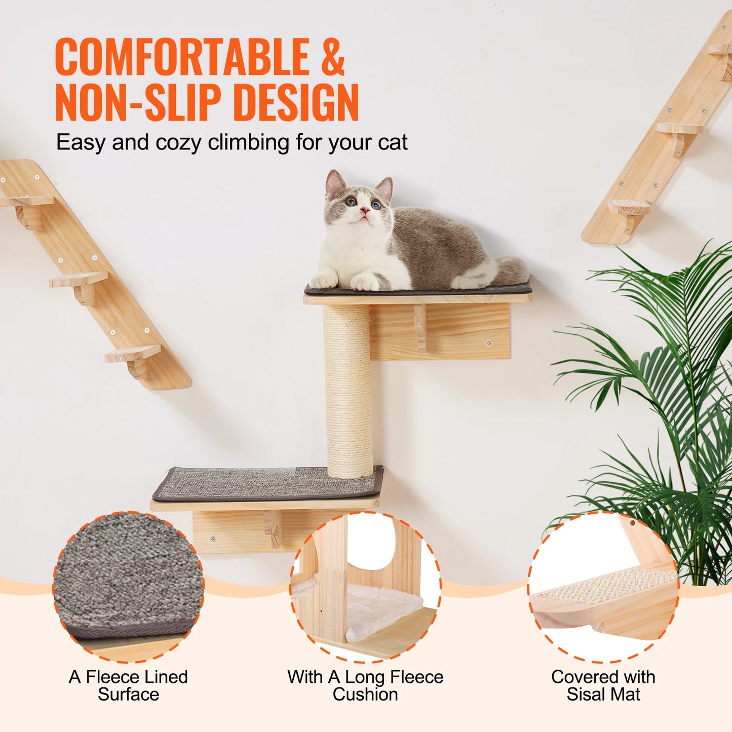 SucceBuy Wall Mounted Cat Shelves And Perches Cat Tree Kit