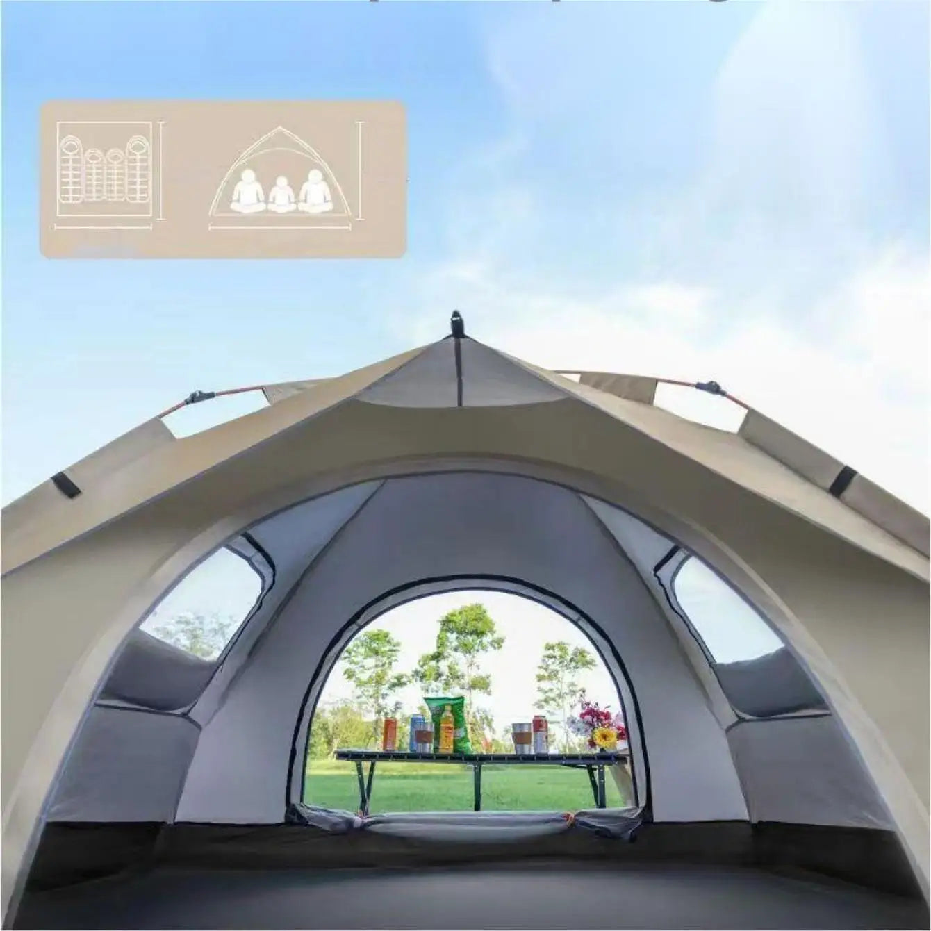 Pakicetus Outdoor Shelter Sunshade Camping Tent Two Doors Two Windows