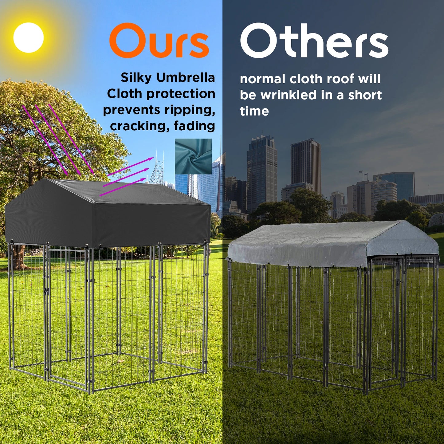 Dog Cage Pet Run Enclosure Playpen With Roof Outdoor Kennel