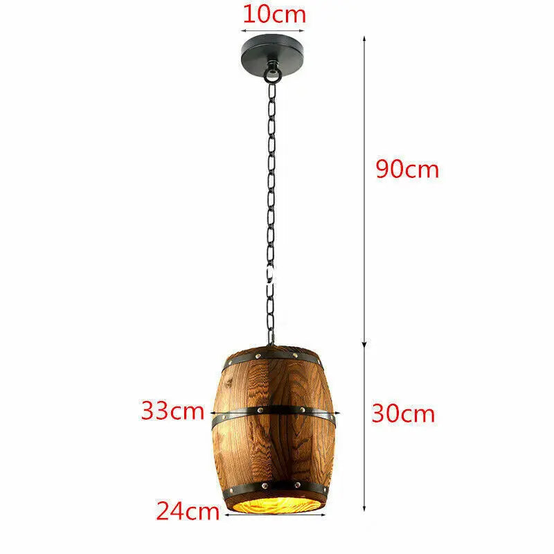 Vintage Wine Barrel Pendant Light Wood Rustic Old West Cafe