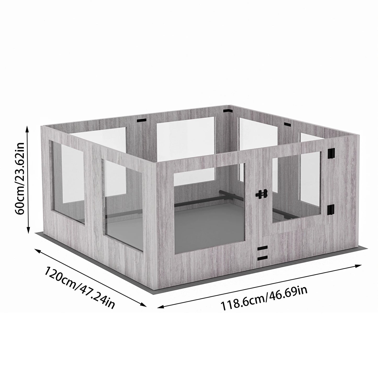 BINGOPAW Tempered Glass Dog Playpen With Waterproof Pad