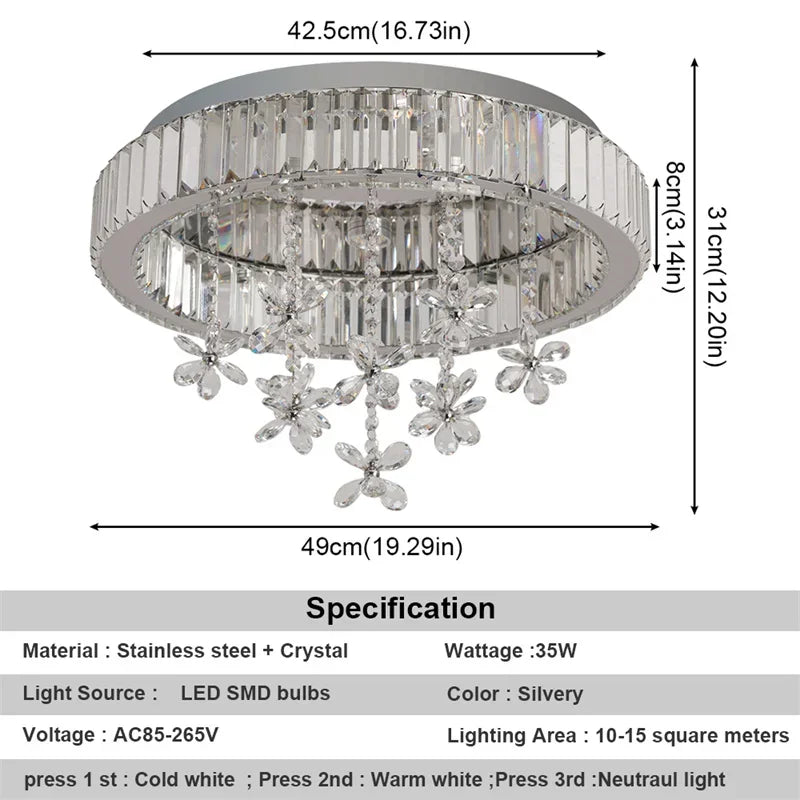 GreeLustr Crystal LED Ceiling Lamp Chandelier For Living Room