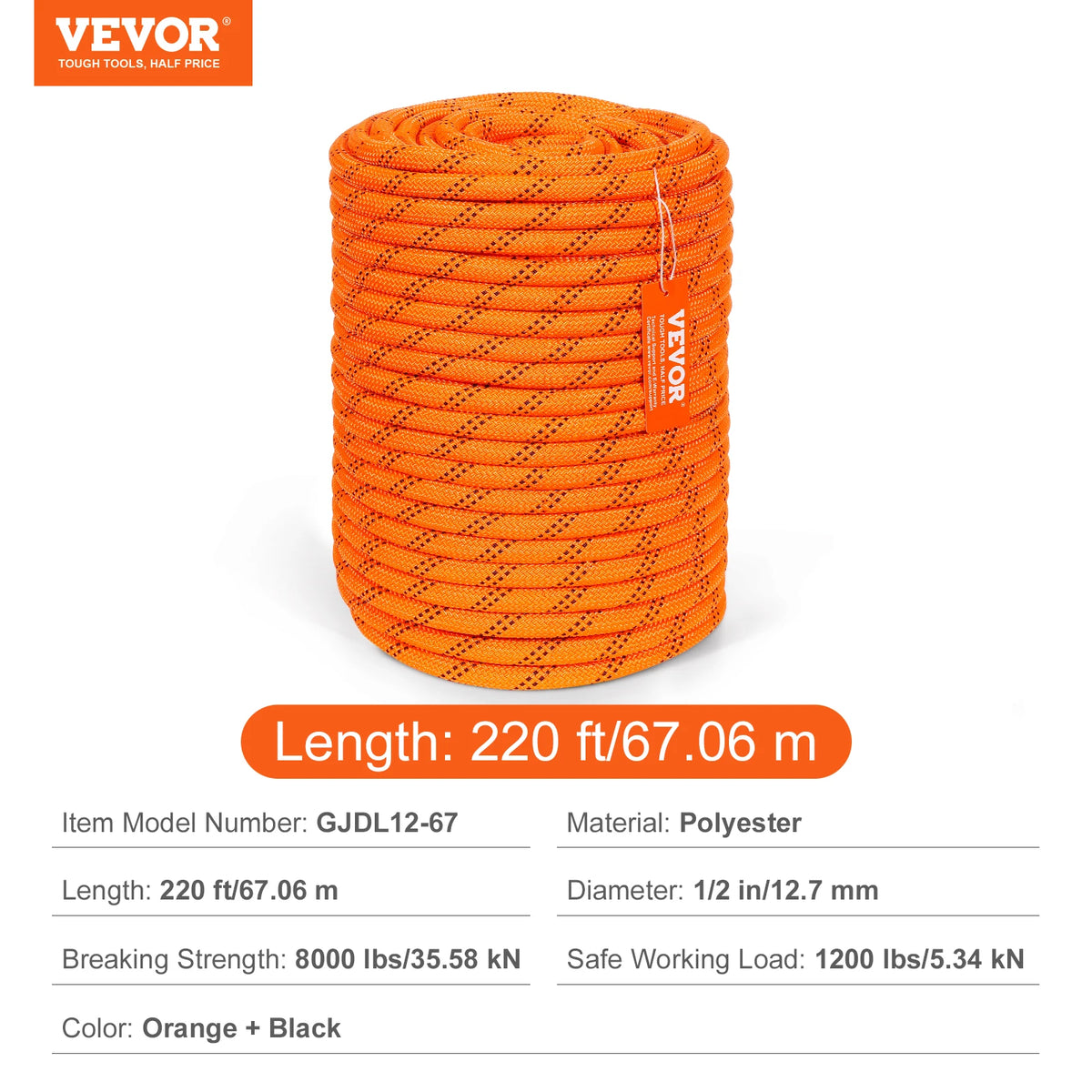 SucceBuy Dual Weave Polyester Rope For Camping And Emergency Rescue