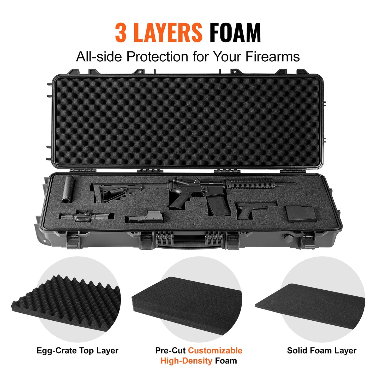 SucceBuy Rifle Hard Case Portable Long Gun Storage Suitcase with 2 Casters Shockproof & Waterproof Airsoft Rifle Protective Case