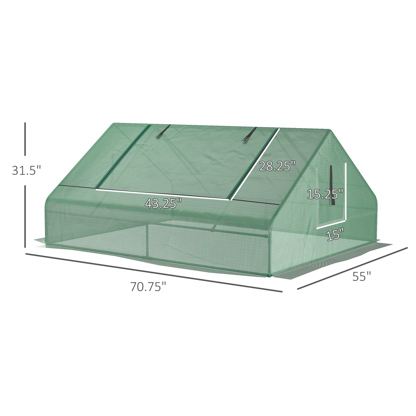 71" X 55" X 32" Mini Portable Greenhouse W/ Zippered Windows & Door, Green