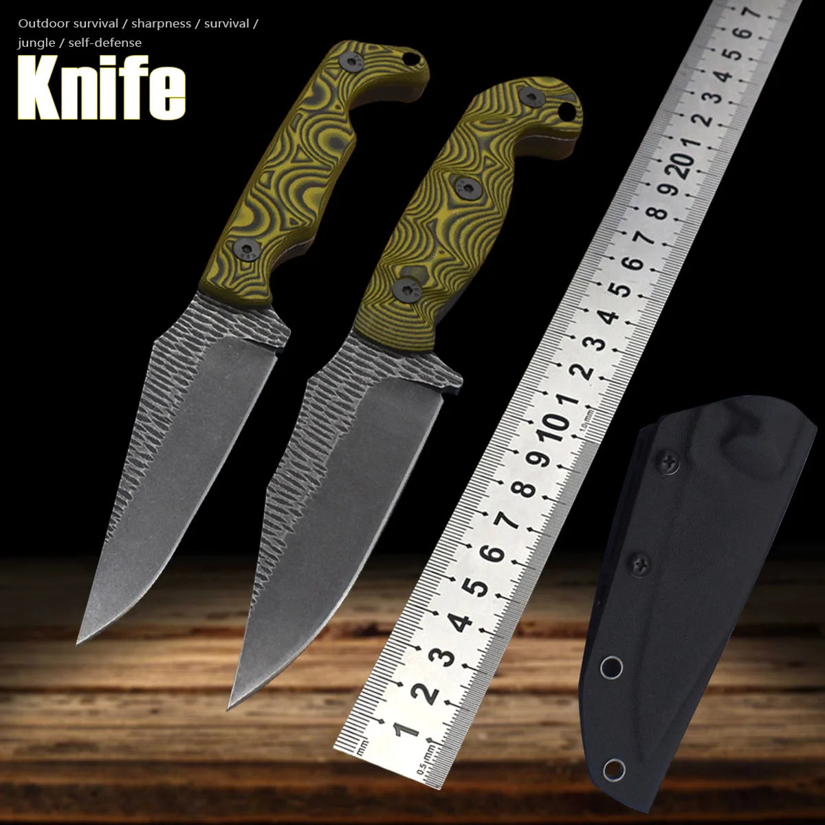 Portable Sharp Fixed Blade Knife | G10 Handle One-Piece Keel | Outdoor Jungle Survival Camping Tool