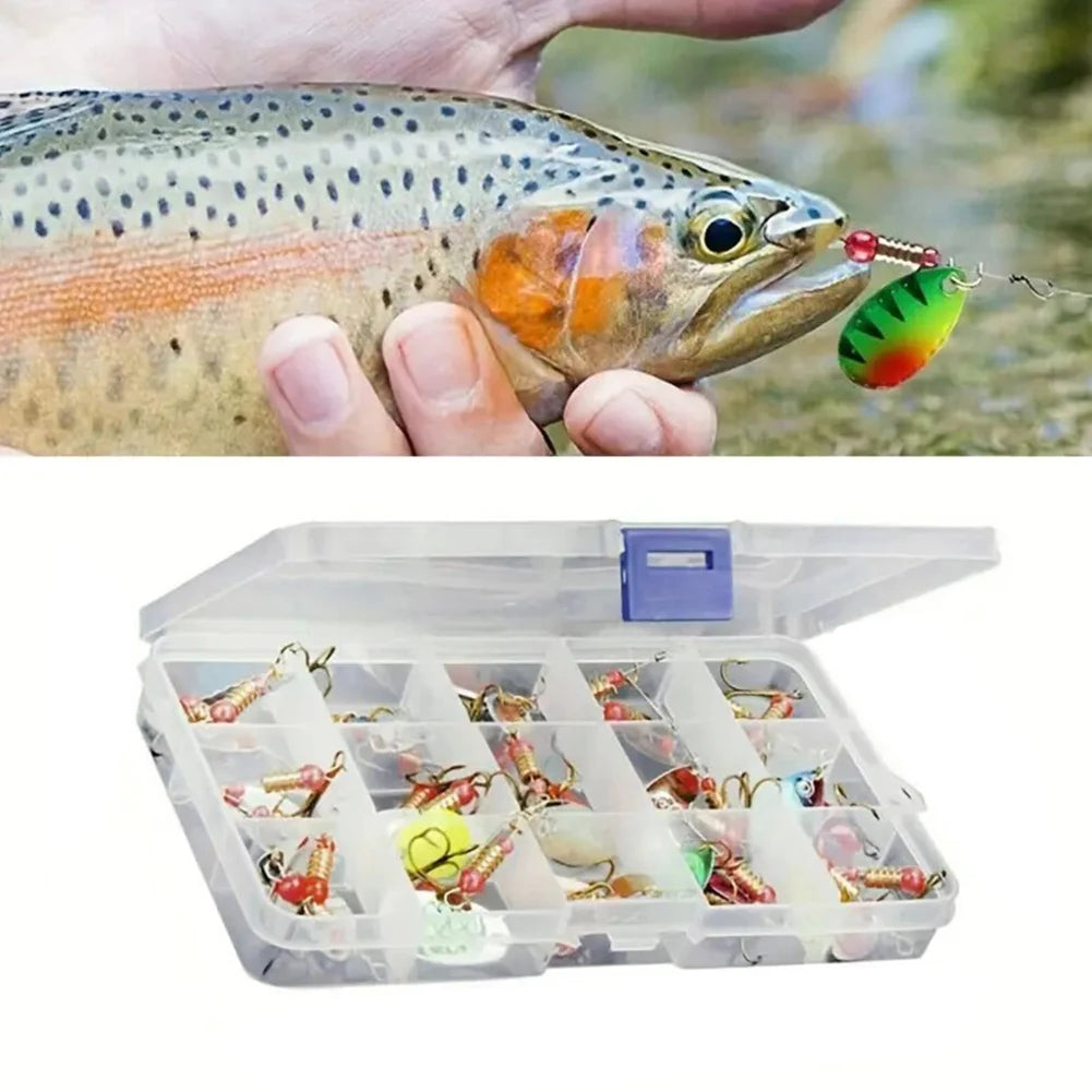 JOCESTYLE 30pcs Metal Spoon Spinner Lure With Treble Hook