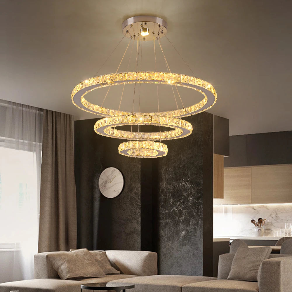 GreeLustr Luxury Crystal Pendant Light Chandelier With Dimmable LED