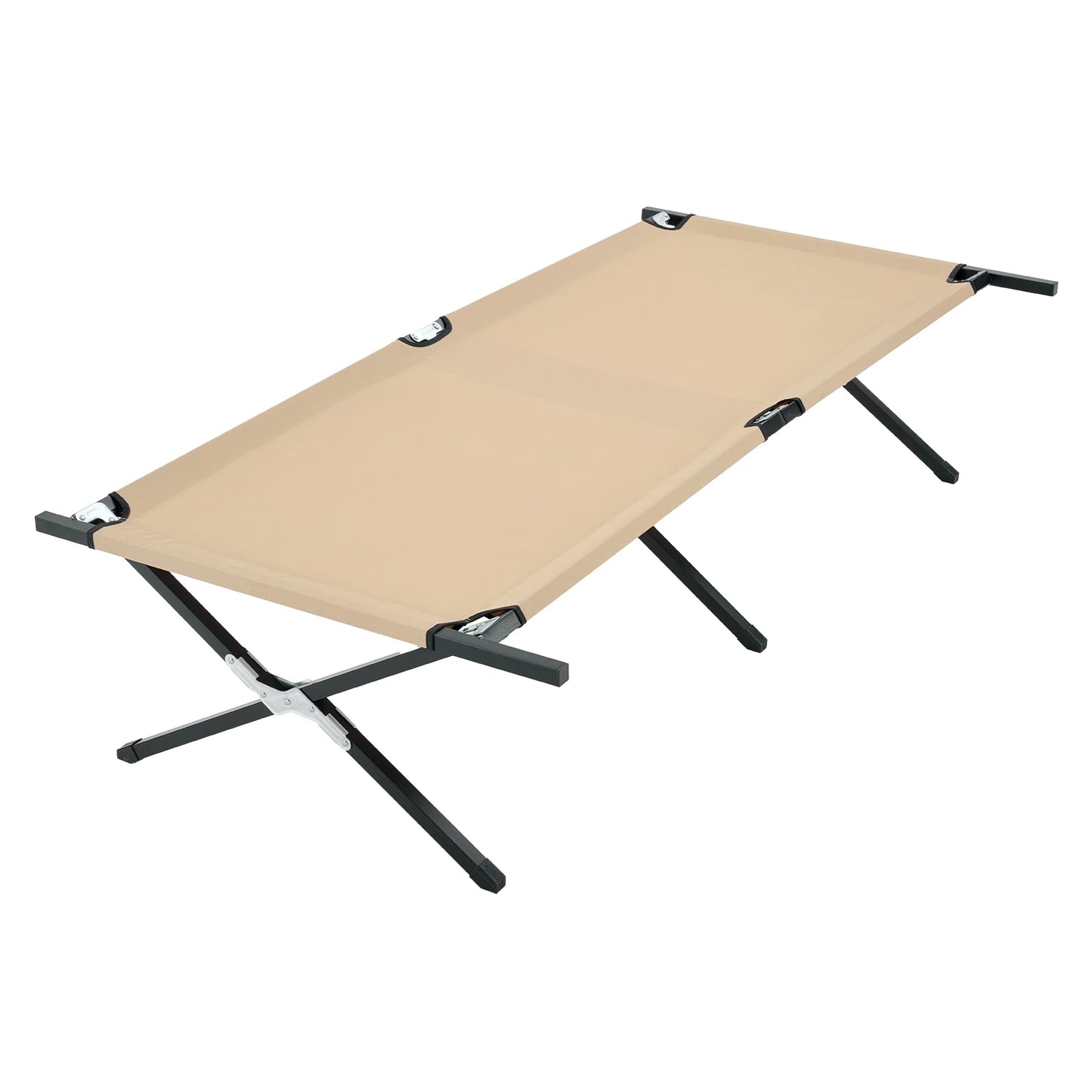 JHK Portable Folding Camping Marching Bed  300 LBS Capacity Collapsible Camping Cot Lounge Chair 73" x 36" Sleeping Cot Sturdy Frame for Outdoor Makeshift Bed