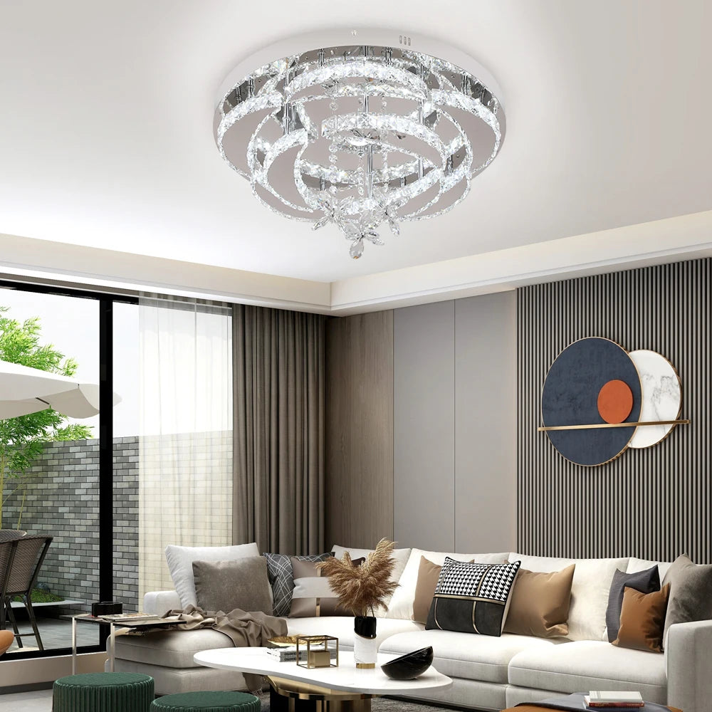 VETRULUS Modern Crystal LED Chandelier Ceiling Light For Living Room