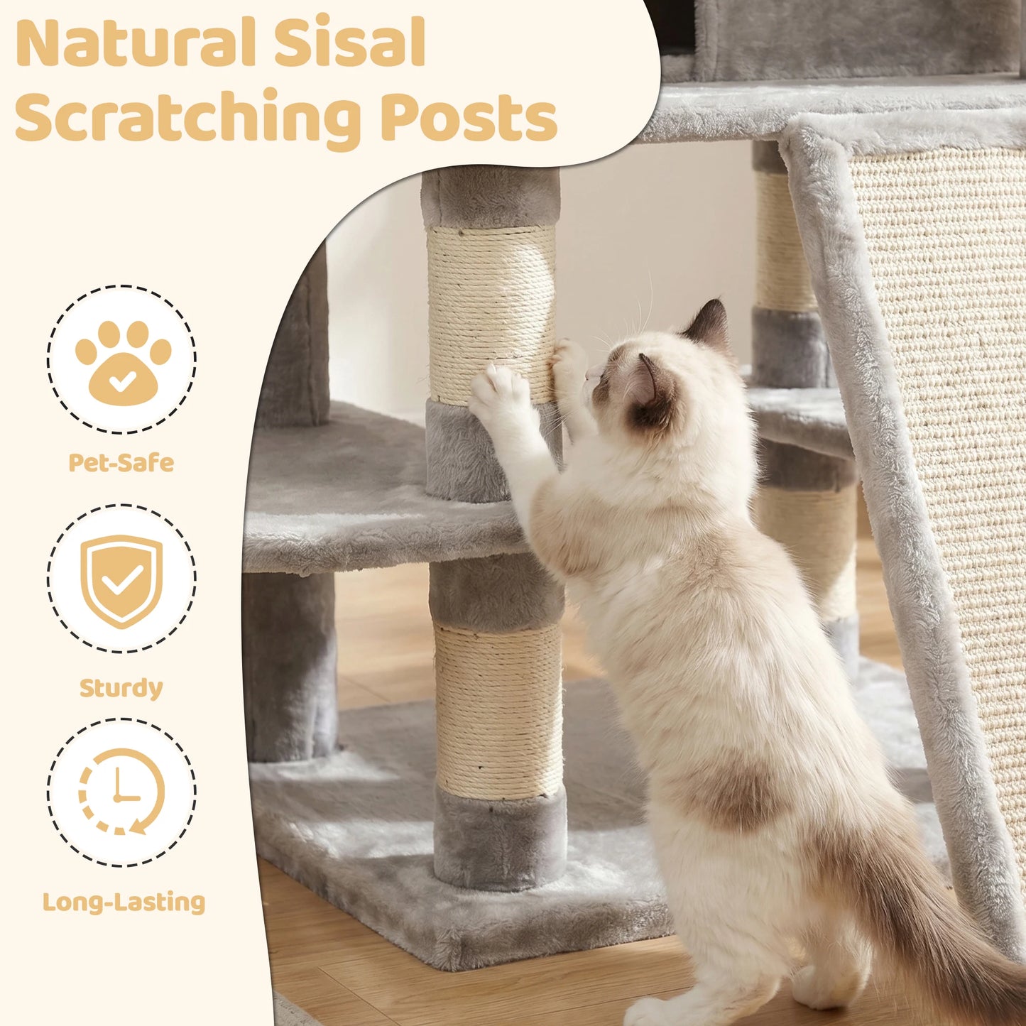FOOWIN Large Multi Level Cat Tree With Condos And Perches
