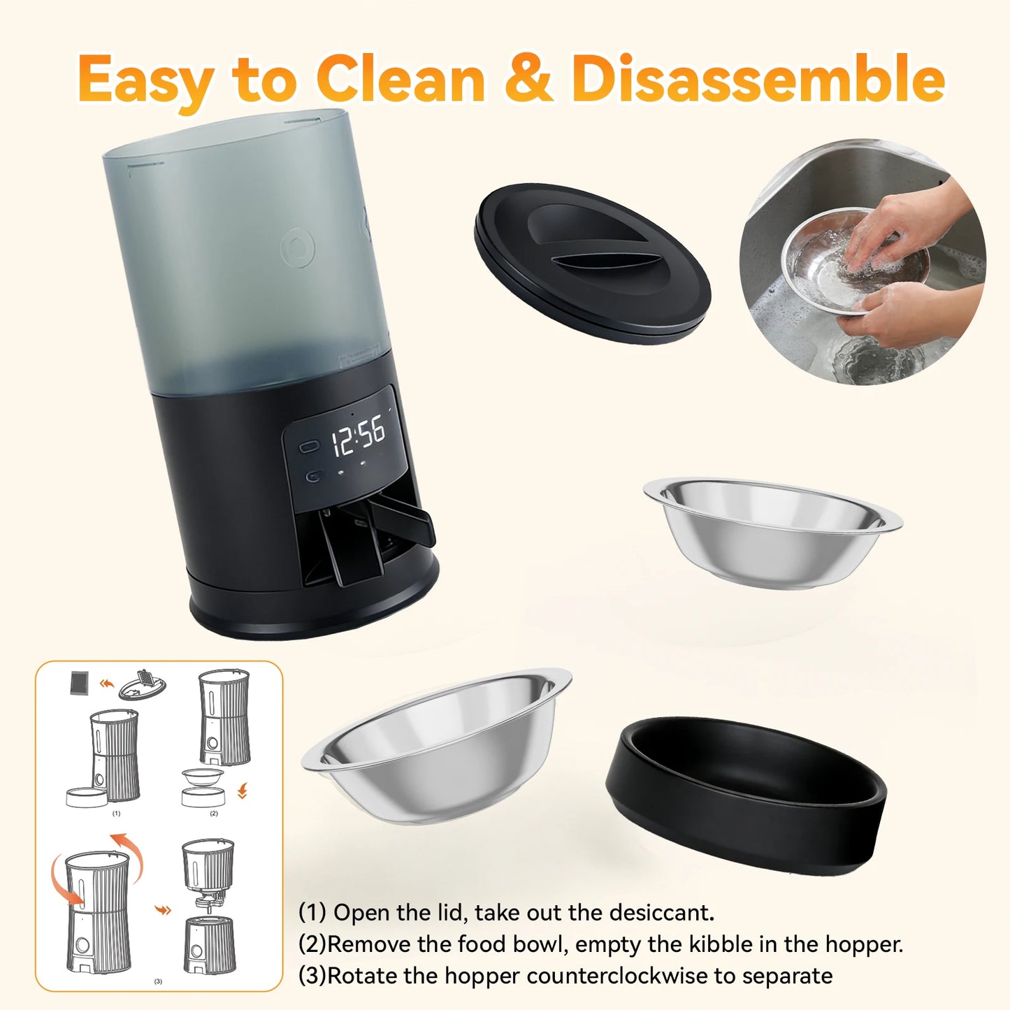 Automatic Cat Feeder With Dual Bowls Timed Dispenser