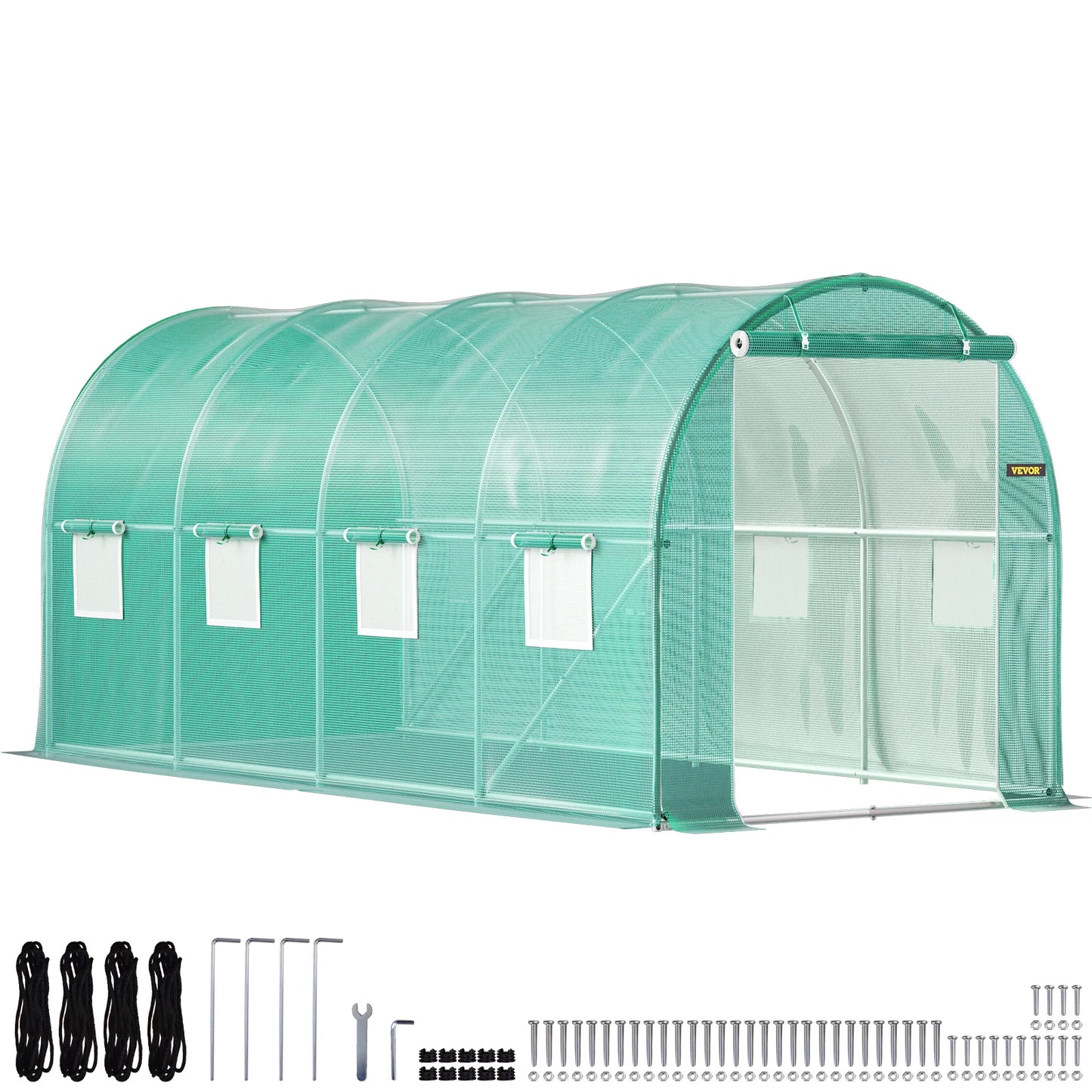SucceBuy Walk-in Tunnel Greenhouse Galvanized Frame & Waterproof Cover 15x7x7/10x7x7/20x10x7/12x7x7 ft Greenhouses & Cold Frames