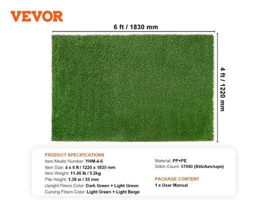 CooRug Artificial Grass Outdoor, Realistic Artificial Turf Grass Rug, Large Fake Grass for Dogs Indoor Outdoor Garden Lawn Land