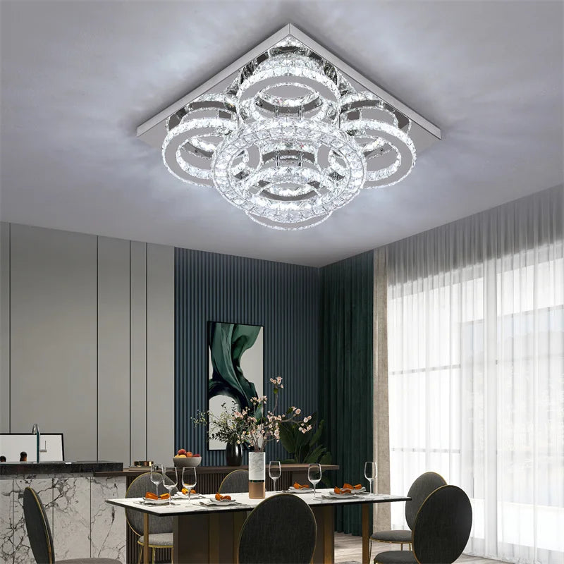 GreeLustr Crystal LED Ceiling Light 3 Side Chandeliers For Living Room