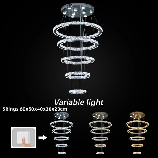 GreeLustr Crystal Chrome Led Pendant Light Chandelier Fixture
