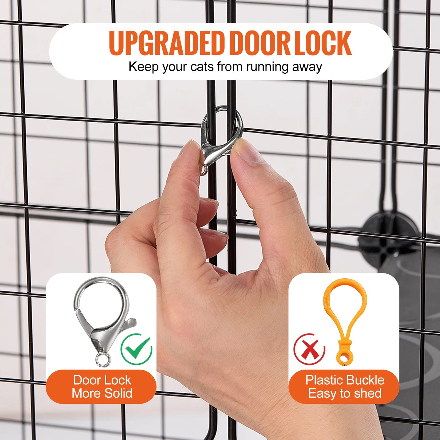 SucceBuy Large Cat Cage Detachable Metal Wire Enclosure