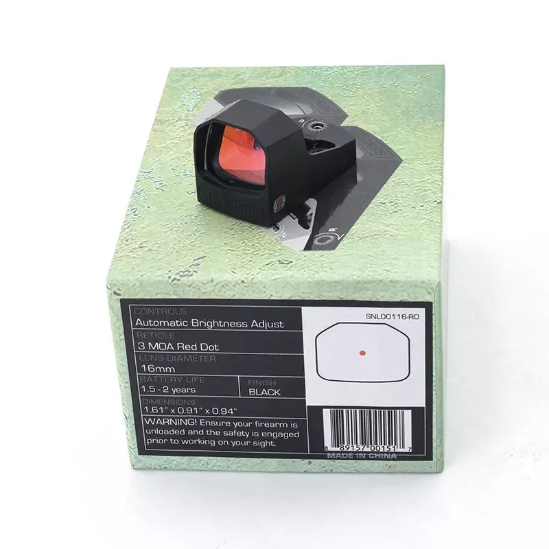 Sentinel 1x16 Compact Reflex 3 MOA Red Dot Sights RMSC Footprint Shake Wake Motion Sensing Manual Brightness for Glock 43X MOS