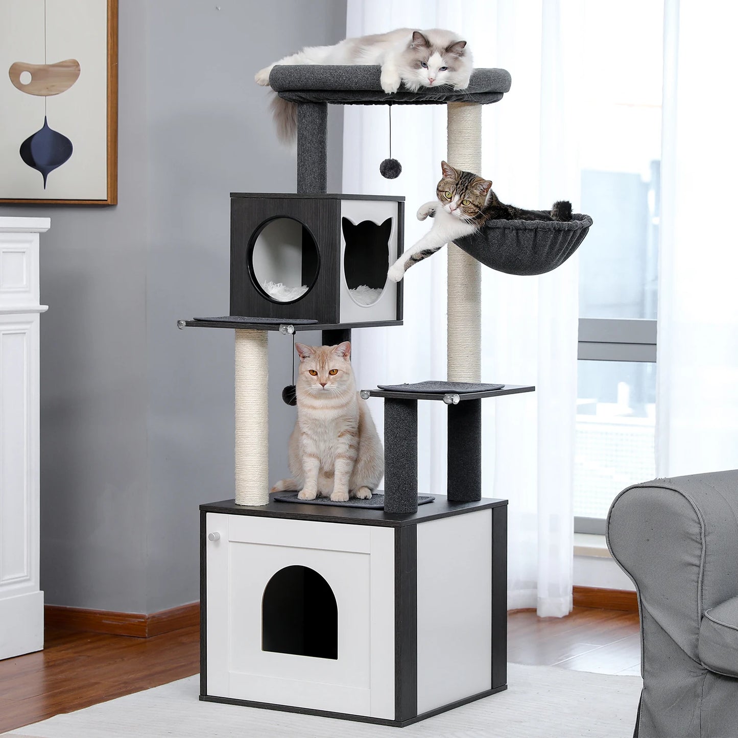 PAWZ Ro Multi-Level Cat Tree Indoor Wood Tower Deluxe