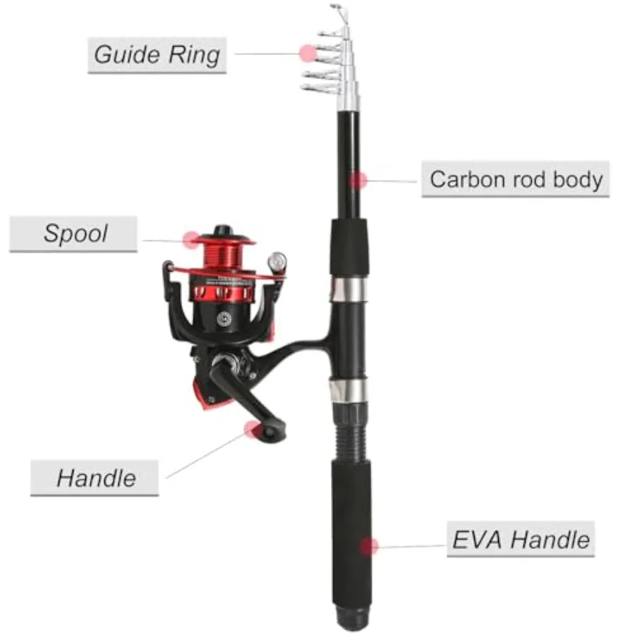 Telescopic Fishing Rods Set With Carbon Fiber Spinning Rods